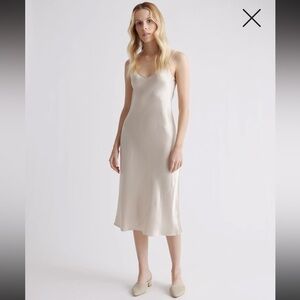 Quince 100% Washable Silk Slip Dress | Champagne | XS | NWT | MSRP: $89.90